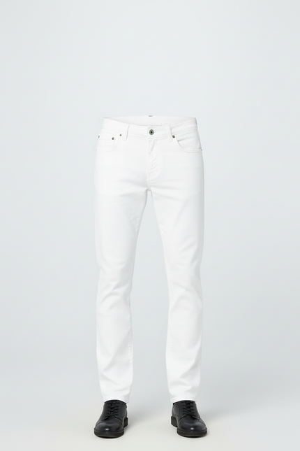 Pantalon Blanc Homme Droit Classique Décontracté Coton - vue 3