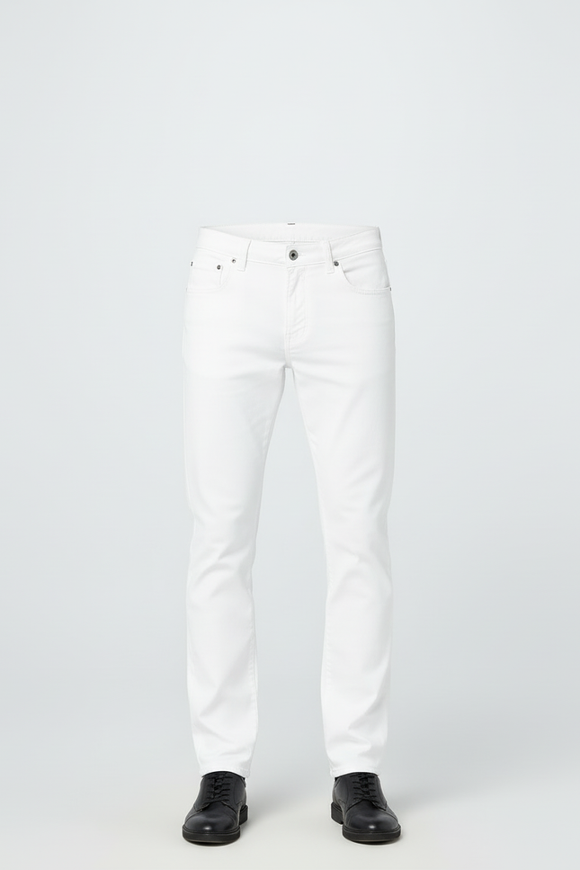 Pantalon Blanc Homme Droit Classique Décontracté Coton - vue 3