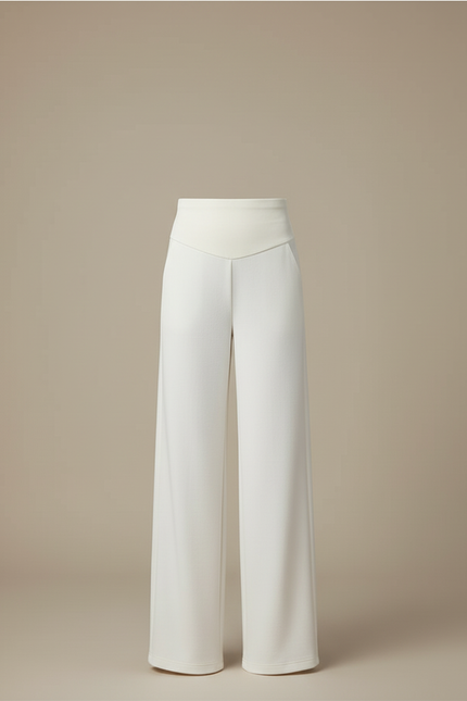 Pantalon Blanc Fluide Taille Haute Large Femme - Polyester - vue 3