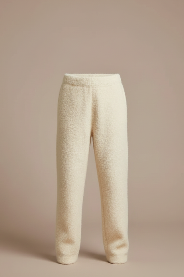 Pantalon Blanc Tricoté Chaud Décontracté Enfant - Beige Laine - vue 3