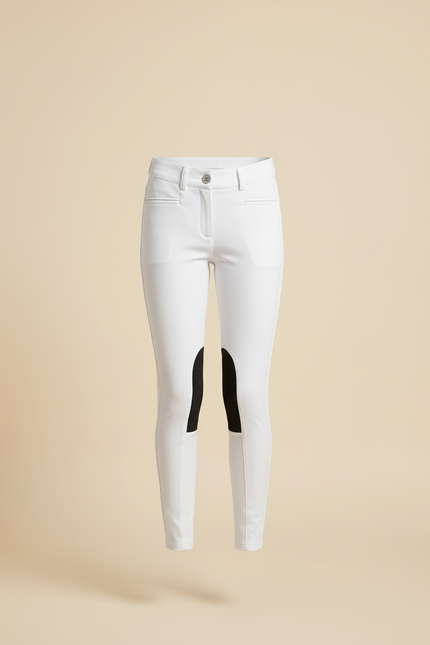 Pantalon Blanc Équestre Fille Silicone Adhérent Confortable - Polyester - vue 3
