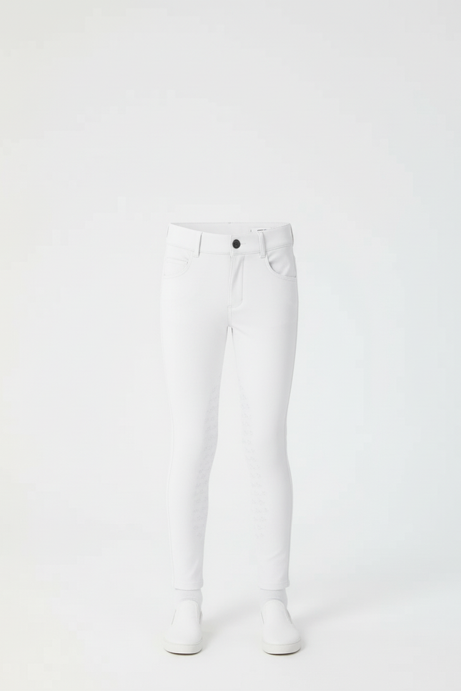 Pantalon Blanc Équestre Enfant Silicone Adhérent Slim - Polyester - vue 3