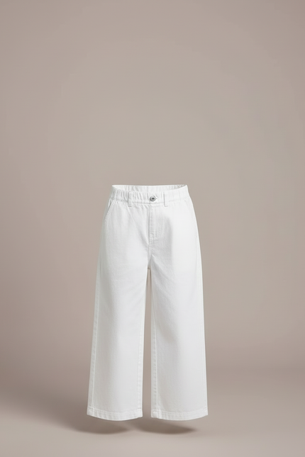 Pantalon Blanc Ample Décontracté Coton Enfant - Toile - vue 3