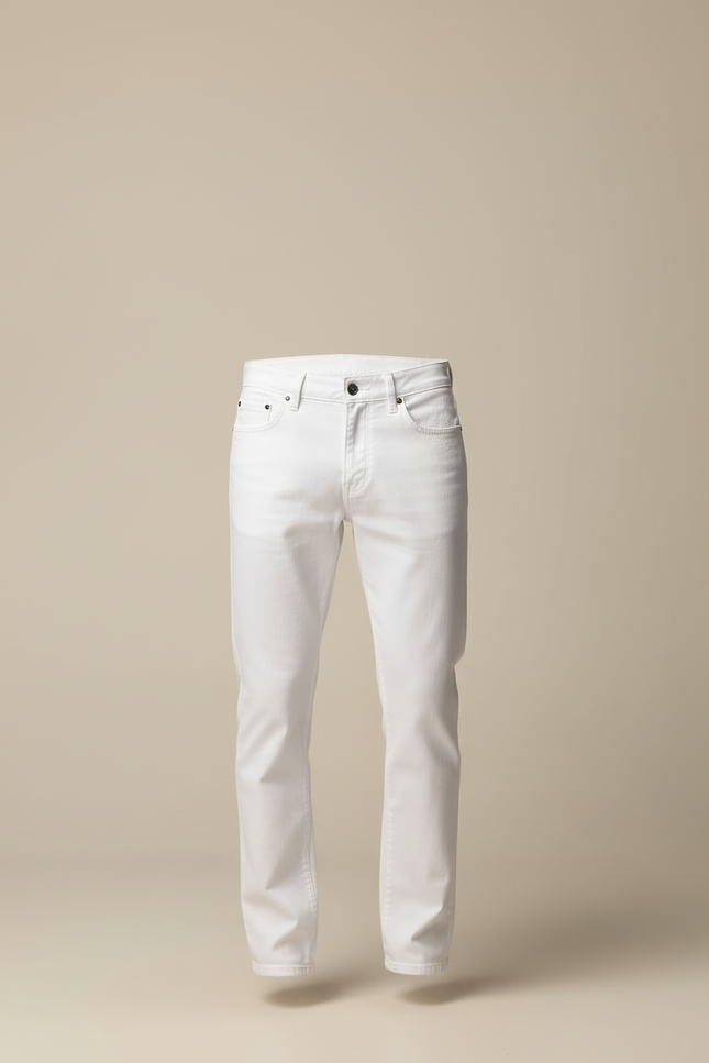 Pantalon Blanc Coton Droit Homme Décontracté Stretch - Jean - vue 3