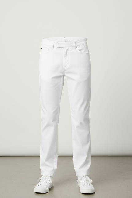 Pantalon Blanc Coton Ajusté Élégant Décontracté Garçon - vue 3