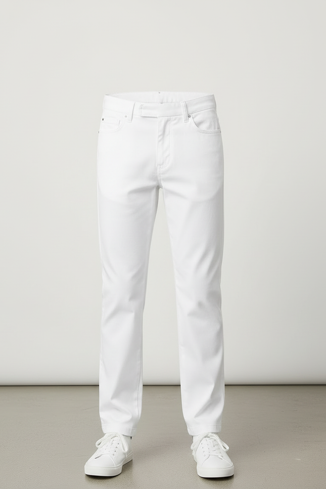 Pantalon Blanc Coton Ajusté Élégant Décontracté Garçon - vue 3