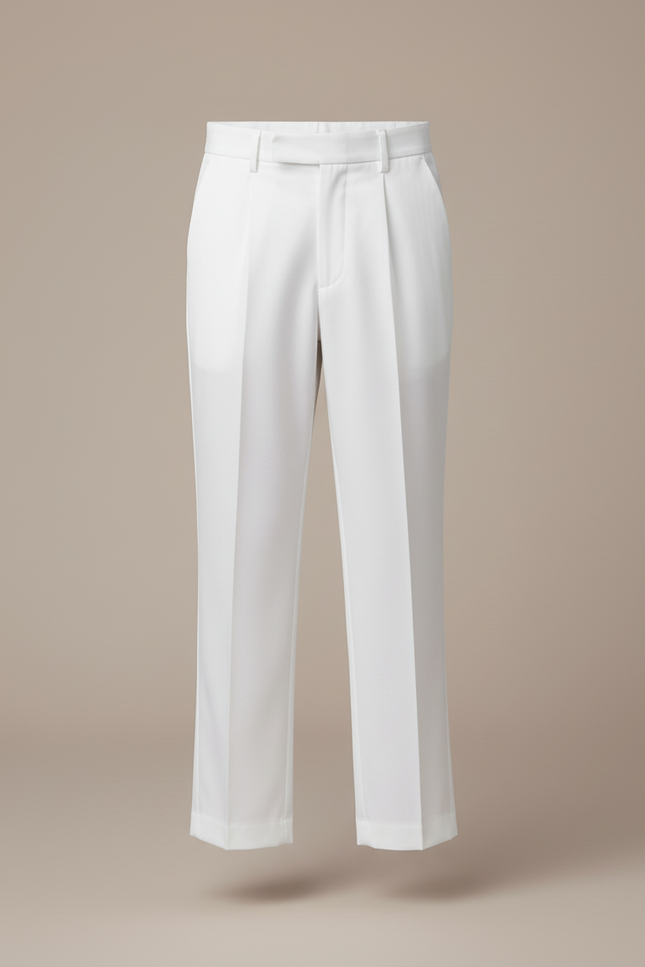 Pantalon Blanc Droit Plissé Élégant Garçon Formel - Gabardine - vue 3