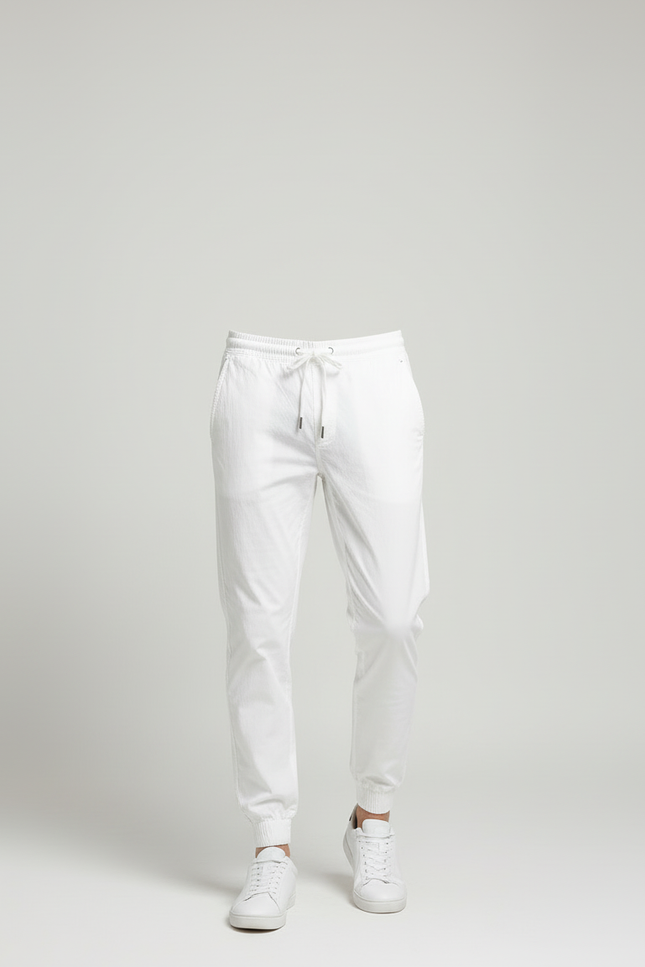 Pantalon Blanc Jogging Cordon Homme Coton Casual - vue 3