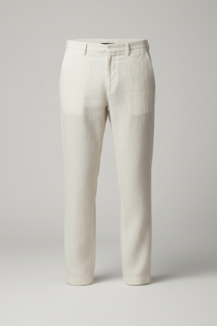 Pantalon Blanc Lin Ample Décontracté Homme - vue 3