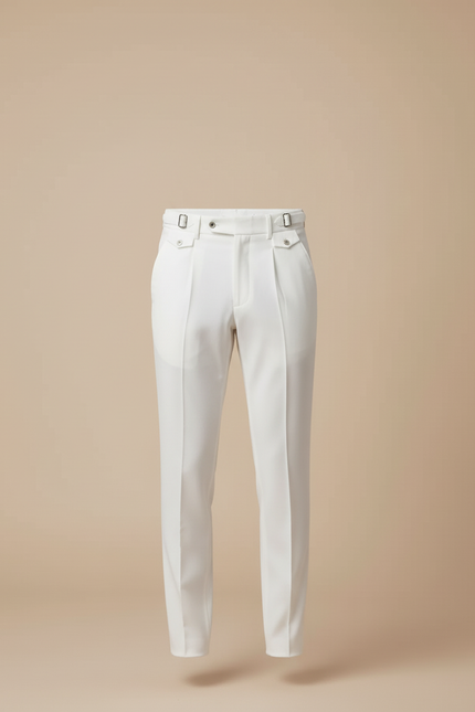 Pantalon Blanc Homme Droit Élégant Coton Slim - vue 3